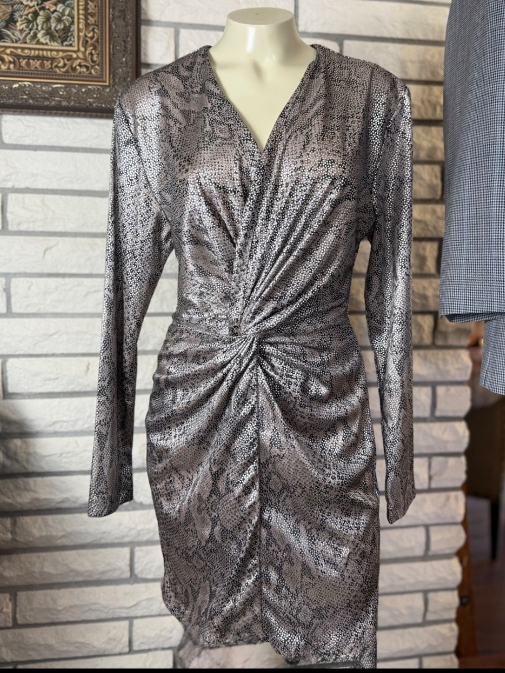 1970 L Rothschild San Francisco Disco Glam Plunging Neck snake Twist Shimmer VTG